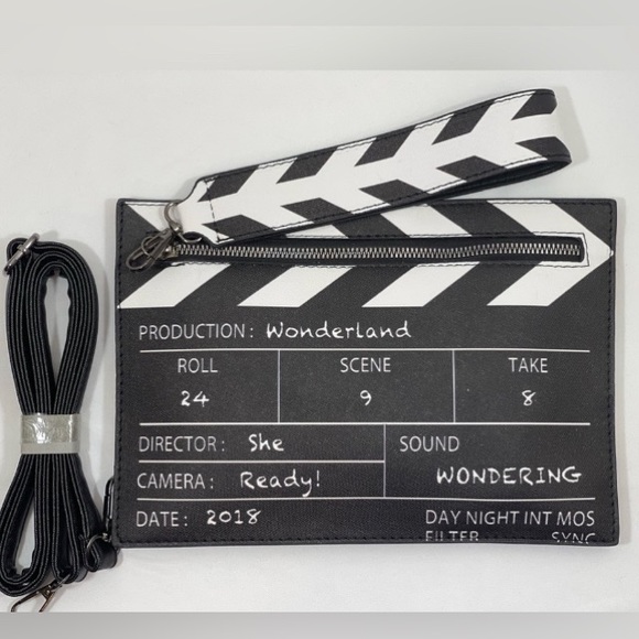 New Movie Scene 🎬 Envelope Bag with Shoulder Strap AND wristlett strap zip Med - Picture 4 of 8